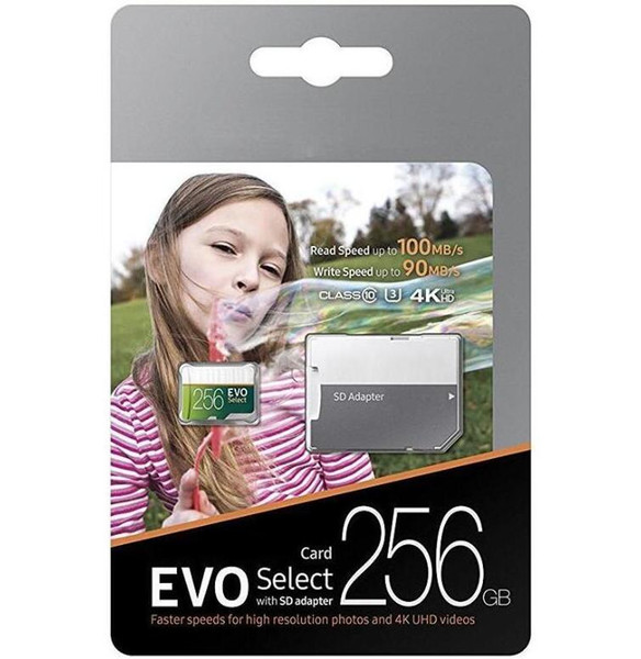 2019 Best Selling Green EVO Select U3 Class 10 256GB 64GB 32GB 128GB Flash TF Card Memory Card C10 Adapter PRO PLUS Class 10 100mb/s