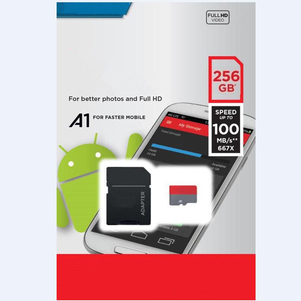 100MB/S A1 Ultra 32GB 64GB 128GB 256GB Class 10 Micro card micro HS-1 UHS-I U1 TF Card 2019 Hot Selling DHL FedEx Express Shipping