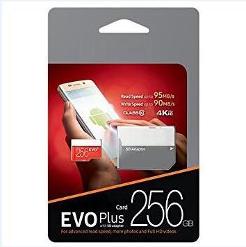 2019 Top Selling Black EVO Plus 64GB 32GB 128GB 256GB 100Mbps (U3) Memory Card with Free SD Adapter Blister Package Fast Speed