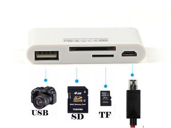 Ligitning To 4 in 1 Camera Card Reader Adapter Micro USB TF SD USB Port For Computer iPhone iPod Memory Card Converter