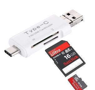 Selling New 3 In 1 USB 3.1 Type C & USB OTG & USB Card Reader Micro SDHC SD TF Type-C for Samsung Note7 iPhone7 Macbook Notebook