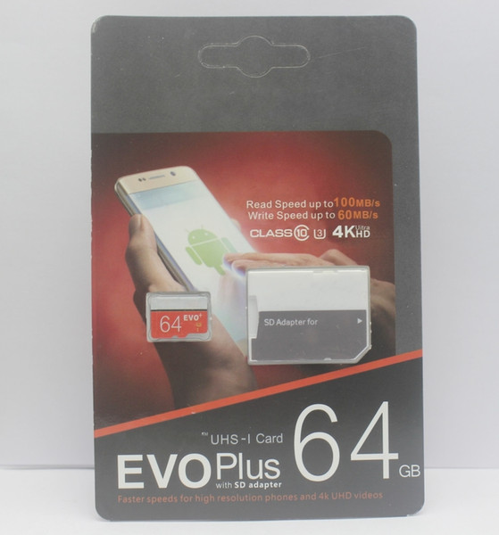 2019 HOT EVO Plus 256GB 128GB 64GB 32GB TF Memory Card Class 10 Flash with free SD Adapter DHL 1 Day Dispatch Freeship