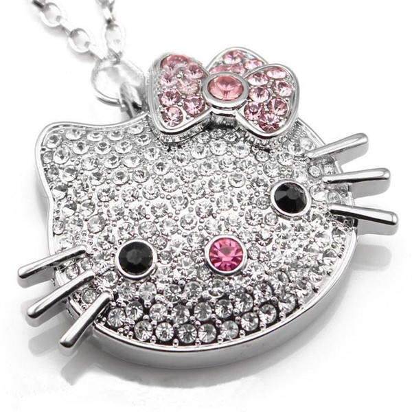 Cute hello kitty pendant USB Flash Drive Bling bling crystal Usb Pen Drive storages 2gb 4GB 8GB 16GB 32GB 64GB Pendrive U Disk Wholesale