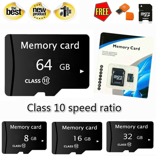 Real Capacity 1GB 8GB 16GB 32GB 64GB 128GB High Speed MicroSD SD/TF Card Class10 Flash Memory + SD Card Reader + Adapter Reader