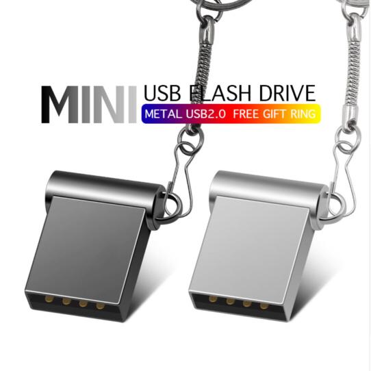 2019 Hot Ultra Super Mini Metal Waterproof USB Flash pen Drive 64GB 32GB 16GB can custom logo Pendrive Storage