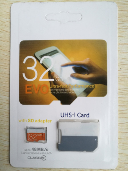 2019 new EVO 128GB 64GB 32GB Micr Card TF Memory Card C10 Flash SDHC SD Adapter White Orange Retail Pa