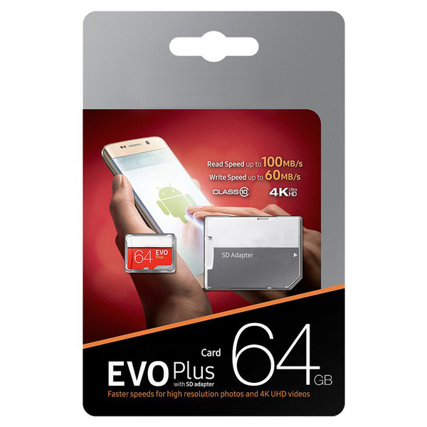 2018 Best Seller 256GB 128G 64GB EVO+ PLUS TF Flash Memory Card 95MB/S Class 10 with SD Adapter Blister Package