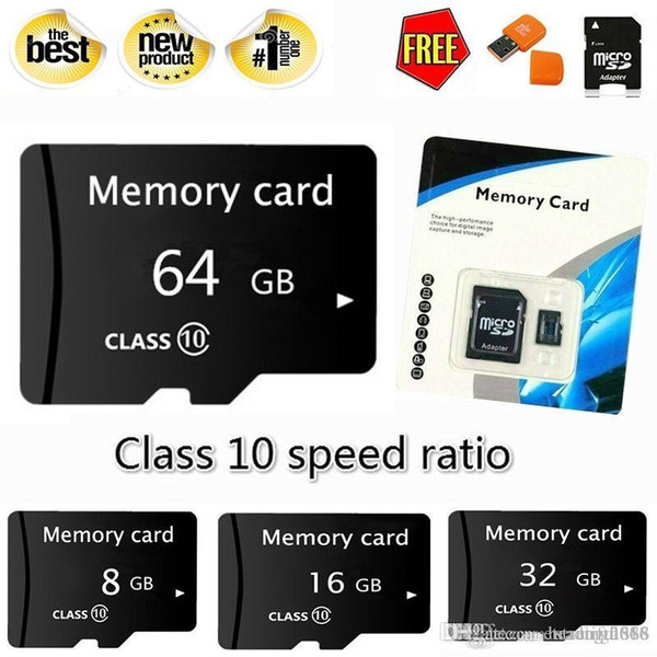 Design Real Capacity 1GB 8GB 16GB 32GB 64GB 128GB High Speed MicroSD SD/TF Card Class10 Flash Memory + SD Card Reader + Adapter Reader