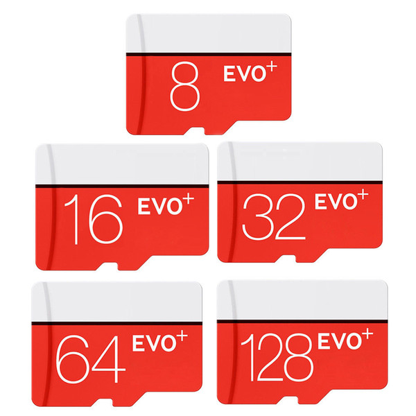 2018 Hot White Red EVO Plus + 256gb 128gb 64gb 32gb 16gb 90MB/s TF Flash Memory Card Class 10 with SD Adapter Blister Package with Logo