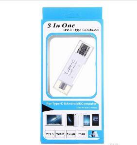 New 3 In 1 USB 3.1 Type C & USB OTG & USB Card Reader Micro SDHC SD TF Type-C for Samsung Note7 iPhone7 Macbook Notebook