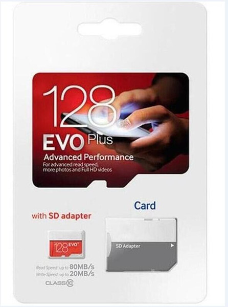 Hot Selling White Red EVO Plus 32GB 64GB 128GB 256GB C10 TF Flash Memory Card Orange EVO Class 10 Free SD Adapter Retail Blister Package