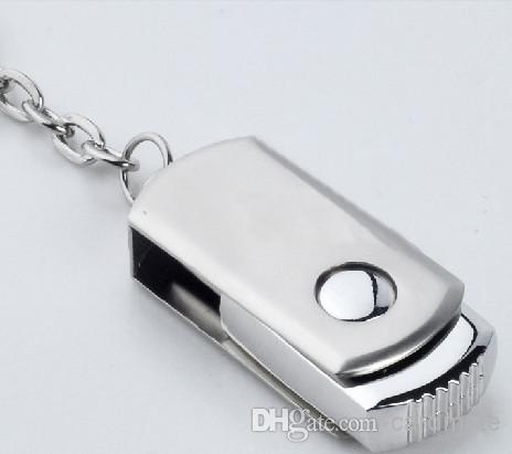 DHL 256GB 128GB 64GB USB 2.0 Swivel Flash Drive Pen Memory Stick Chrome Metal With Keyring Key Ring OEM LOGO 12 months Warranty