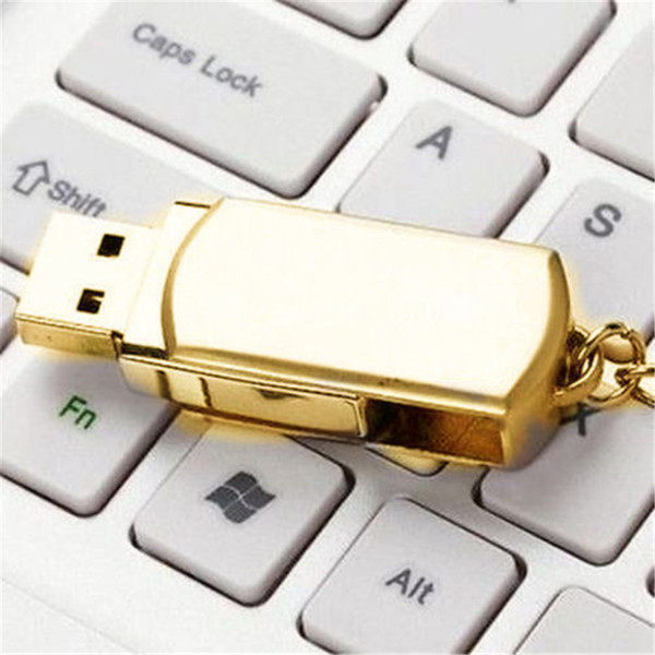 64GB 128GB 256GB Gold Silver Metal With Keyring Swive USB 2.0 Flash Drive Memory for Android ISO Smartphones Tablets PenDrives U Disk DHL