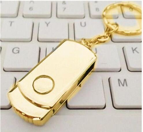 100% real capacity 8gb 16gb 32gb 4gb Gold Silver Metal With Key ring Swive USB 2.0 Flash Drive Memory for Android ISO Smartphones Tablets