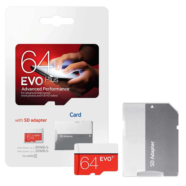 Hot Black Red EVO Plus + C10 64GB 128GB 256GB Memory Card TF Memory Card, Free Retail Blister Pack, Free Shipping