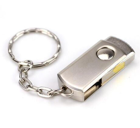 DHL 64GB 128GB 256GB Gold Silver Metal With Key ring Swive USB 2.0 Flash Drive Memory for Android ISO Smartphones Tablets