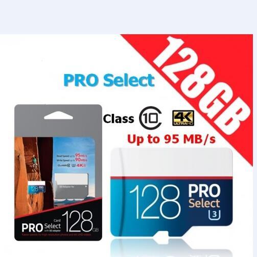 Blue Gray PRO Select 64GB 32GB 128GB 256GB 100MB/s (U3) Memory Card with Free SD Adapter Blister Package Class 10 Fastest Speed