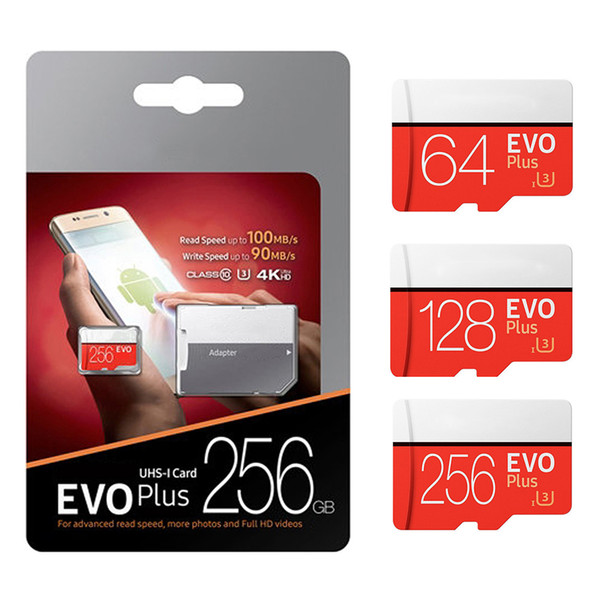 256GB 128GB 64GB 32GB Black VS White EVO PLUS EVO+ Micro SD TF Flash Card 90MB/s 80MB/s High Speed Class 10