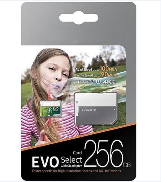 2019 Hot Sell Gray Green EVO Select 32GB 64GB 128GB 256GB C10 TF Flash Memory Card Class 10 Free SD Adapter Retail Blister Package