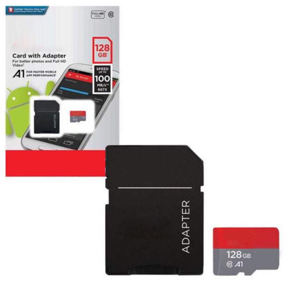 2019 Hot Sell A1 100mbps White 16GB 32GB 64GB 128GB 256GB C10 TF Flash Memory Card Class 10 Free SD Adapter Retail Blister Package