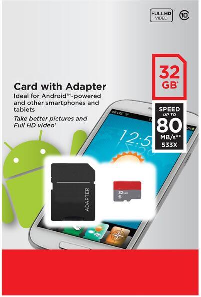 2018 Real New arrives White Android 8GB 16GB 32GB Class 10 Free SD Adapter Retail Blister Package Epacket DHL Free Shipping