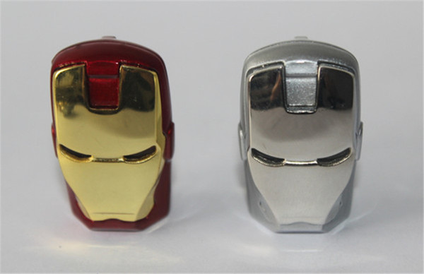 100% real 8GB 16GB 32GB LED Iron Man Head USB 2.0 USB Flash Drive Pen Grade A Drives Memory stick for iOS Windows Android