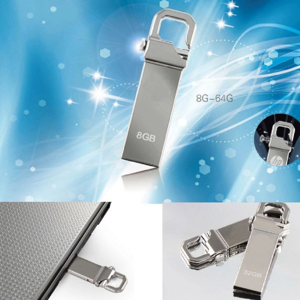 100% New Metal Pendrive 8GB 16GB 32GB 64GB U Disk Memory Stick Pen Keychain Flash Drive Metal USB 2.0