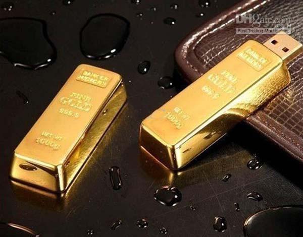 2019 Hot DHL freeshipping 64GB 128GB Gold Bar USB Flash Drive disk memory stick Pendrives thumbdrives X5