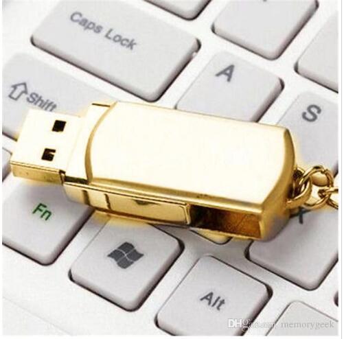 64GB 128GB 256GB Gold Silver Metal With Key ring Swive USB 2.0 Flash Drive Memory for Android ISO Smartphones Tablets