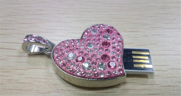 2019 Hot!! New heart-shaped diamond 128GB USB Flash Drive Pen Drive 128GB 256gb 64gb USB 2.0 Flash Drive Stick Memory Stick Flash