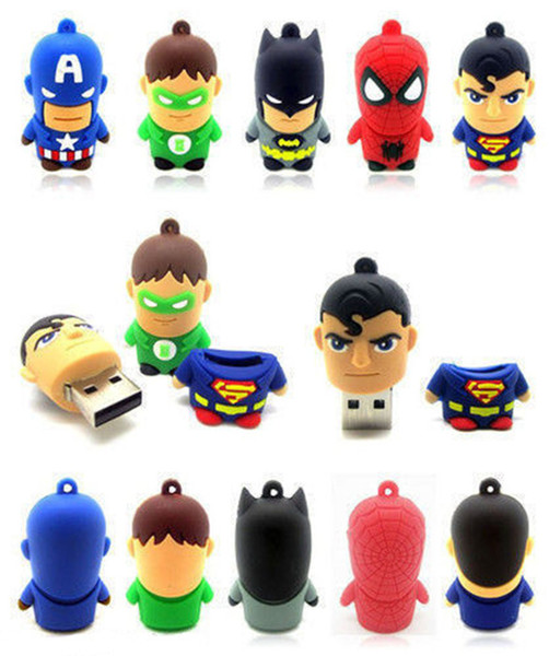 NEW Genuine capacity 8GB USB2.0 FLASH DRIVE Batman flash Captian America Spider-man full capacity memory