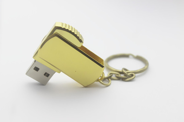 Swivel metal Key USB Flash Drive 32GB 64GB 128GB Memory Stick USB 2.0 Pen Drives custom logo Retail package free DHL