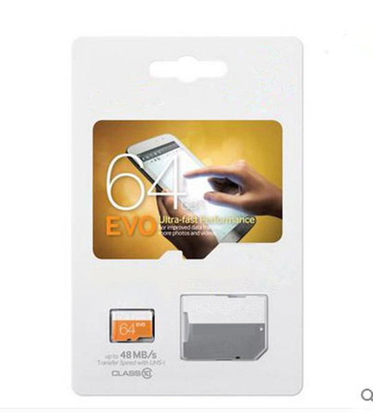 EVO 64GB Micro SD Card Class 10 UHS-1 SDXC SDHC Transflash TF Memory Card 64GB w/ SD Adapter & Sealed Package