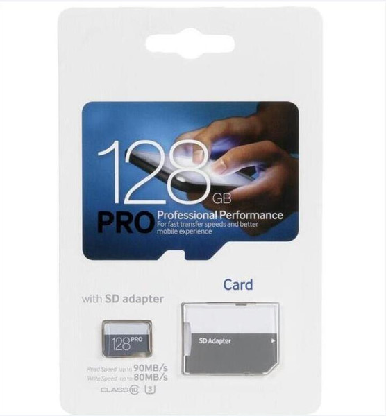 2019 Hot Sell Blue PRO 16GB 32GB 64GB 128GB 256GB C10 TF Flash Memory Card Class 10 Free SD Adapter Retail Blister Package