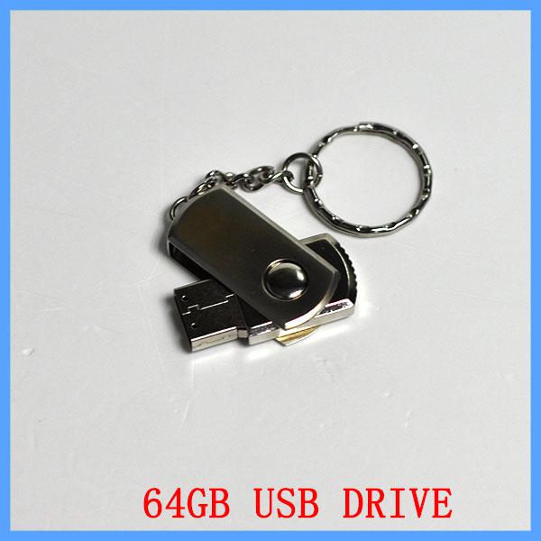 free shipping 64GB Swivel metal Key Chain Custom USB 2.0 Flash Memory Pen Drives Sticks Disks Pendrives