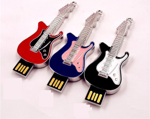 2015 Rock and roll electric guitar shape 64GB 128GB 256GB USB Flash Drive music pen drive metal pendrives memory stick DHL ship