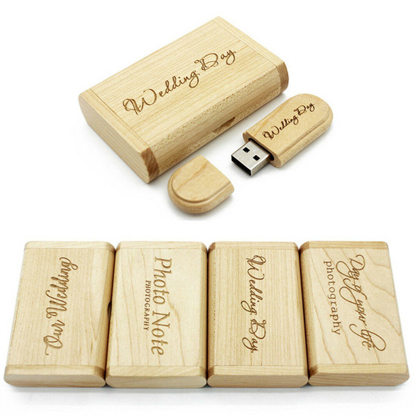 Groove Maple Wood USB 3.0 Flash Drive Engraved Wooden Box Photography Gift