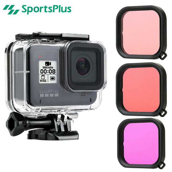 Go Pro Hero 8 Sports Camera Accessories Red Purple Diving Filter Set 45m Protective Waterproof Shell