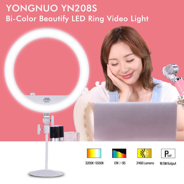 YONGNUO Ring Light Studio Light Ringlight Photography Lighting Camera Photo LED Video Light Ring W/ Phone Holder Make-up Mirror