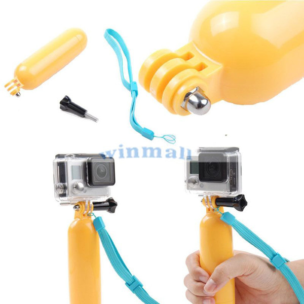 Yellow Floaty Bobber with Strap Floating Diving Buoyancy Camera Handheld Grip / Handle Mount Stick + Screw For Action Camera H9