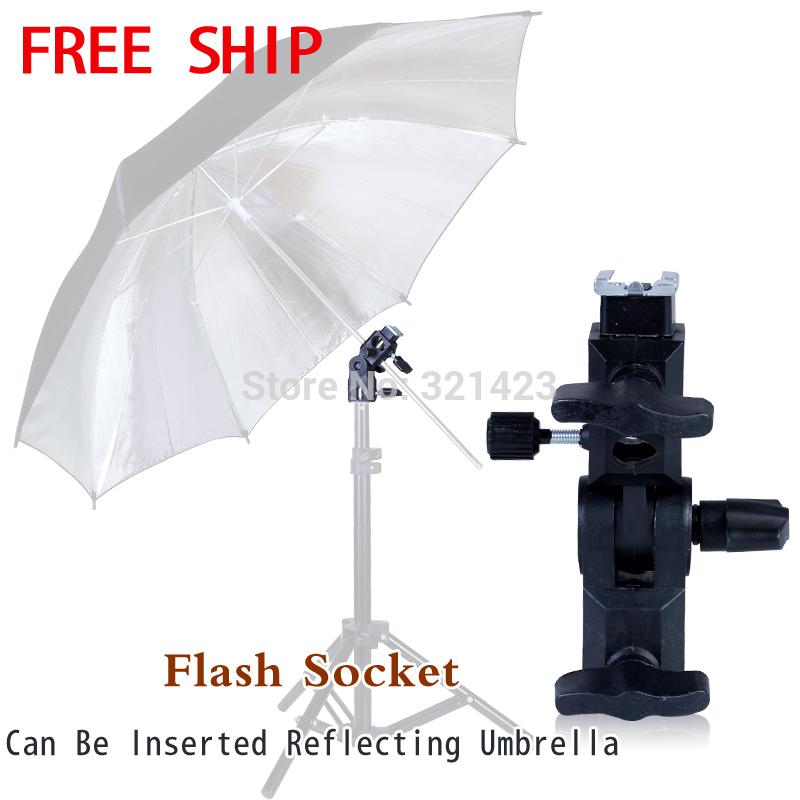 Wholesale-new photographic equipment Alumnium Black Flash Shoe Umbrella Holder Swivel Light Stand Bracket A type