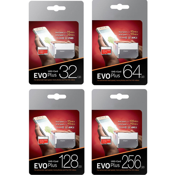 New EVO Plus 256GB 128GB 64GB 32GB Micro SD Card SDXC SDHC Memory Card UHS-I U3 Card with Adapter Retail Package