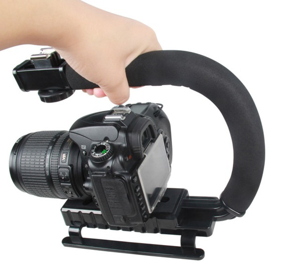 Flash Stand U-Type DV Video Shooting Portable Handheld,C-Shaped Stand Camera Bracket Holder Stabilizer Handle Grip with Accessory Shoe