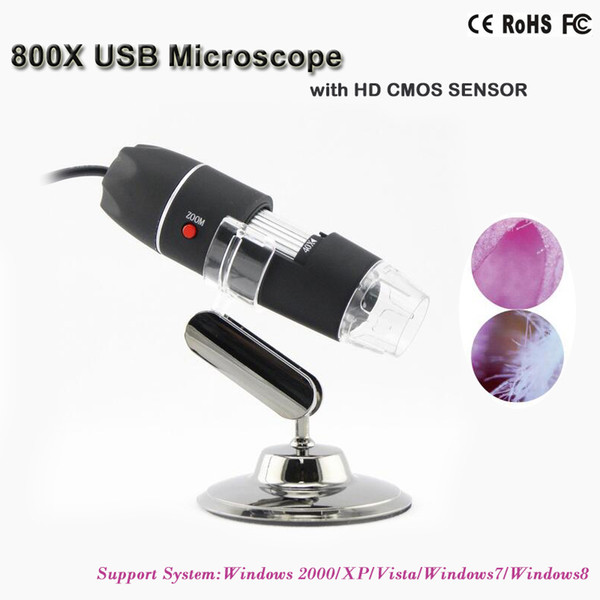 Free Shipping 40X-800X 8 LED USB 3D Digital Zoom Microscope Endoscope Magnifier PC Video Camera with Stand