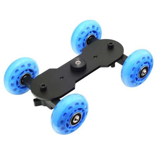 2017 New Wholesale Mini Blue Desktop DSLR Camera Vedio Photograph Rail Track Slider Table Dolly Car