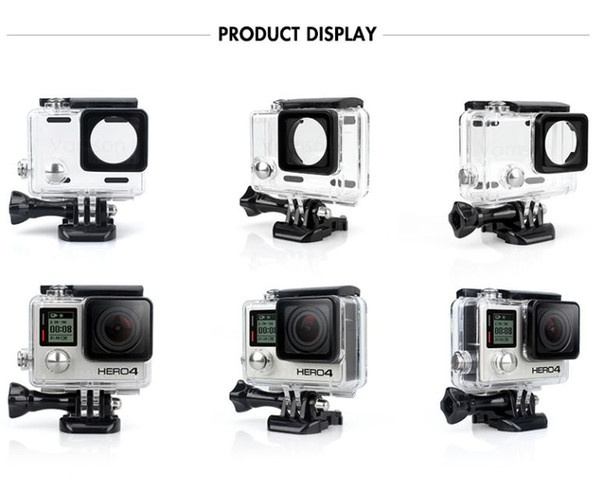 Top Quality For Gopro Waterproof Housing Case For Gopro hero 4 Hero3+Hero 3 Underwater Protective Box For Go pro Accessories