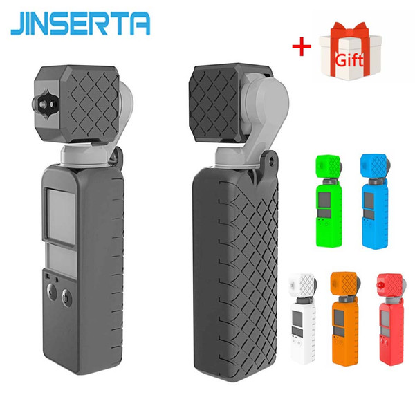 Cheap Sports Camcorder Cases JINSERTA 2in1 Set Osmo Pocket Soft Silicone Gel Body Case Protective Lens Cap Cover for DJI OSMO POCKET