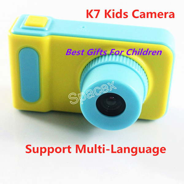 Retail K7 Kids Camera Mini Digital Kids Camera Cute Cartoon Kids Toy Children Birthday Gift With Support Multi-Language