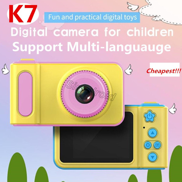 Digital Camera K7 2.0 inch Cartoon Cute Children Digital Photo Camera HD 1080P Video Recorder Camcorder for Children Birthday Best Gift