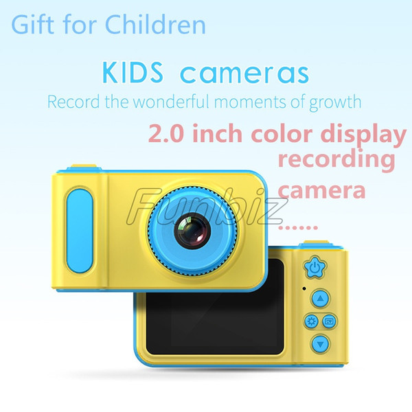 2019 Newest Kids Camera Mini Digital Camera Cute Cartoon Cam 1080P Toddler Toys Children Birthday Gift 2 Inch Screen Cam for Kids DHL